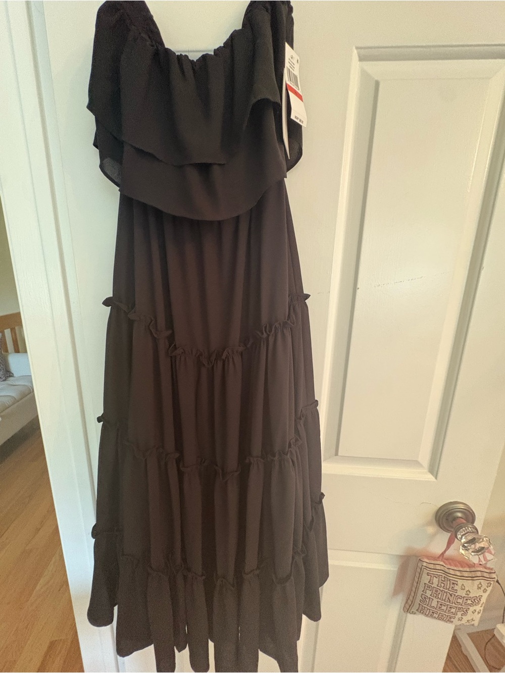 1. State Black Strapless Ruffle-Tier Maxi Dress
